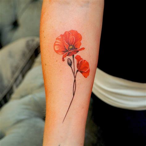 red poppy flower tattoo